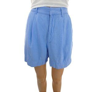 Abercrombie Pleated Linen Blend Shorts Size XS Blue Lined Coastal Officecore